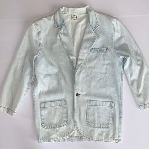 Vintage Jean Jacket Mixed Blues Light Wash Denim Blazer Style Size Medium